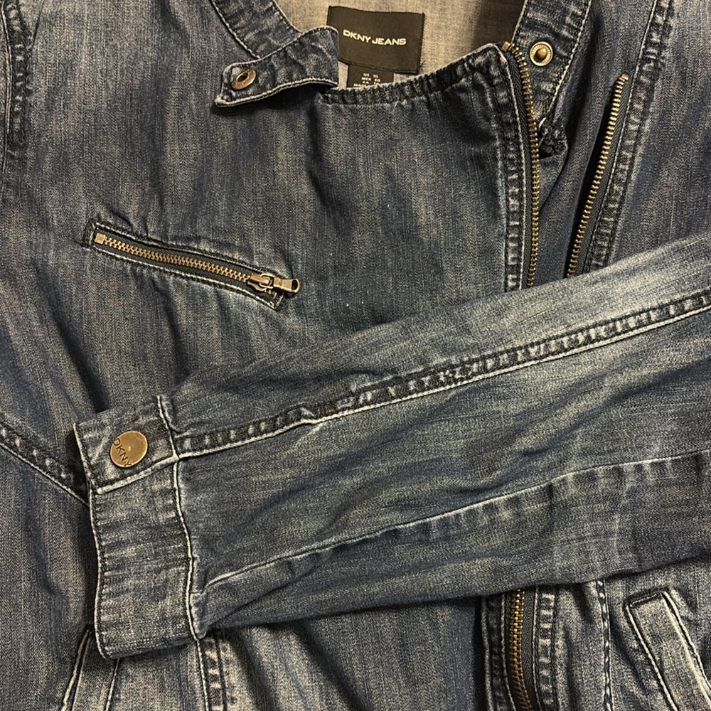 DKNY Jeans Moto-Style Denim Jacket - Picture 7 of 7